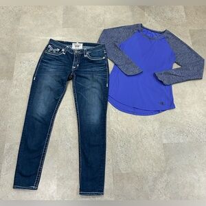Womens BIG STAR/NORTH FACE Remy Skinny Jeans & Shirt, sz 29